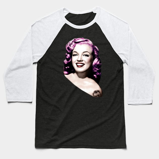 Rockabilly Marilyn Baseball T-Shirt by tamsinlucie